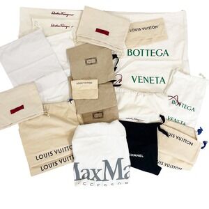 Lot of 20 Designer Dust Bags Louis Vuitton Gucci Chanel Bottega Veneta Ferragamo